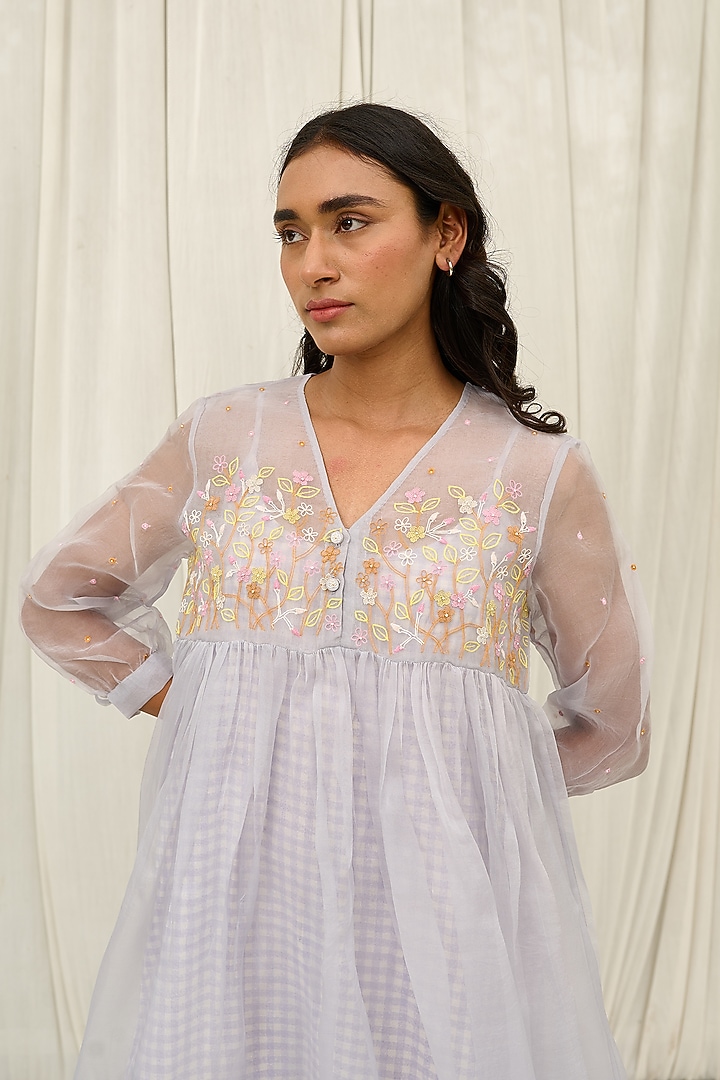 Lilac Cotton Hand Block Printed Kurta Set by AYAKA at Pernia's Pop Up Shop