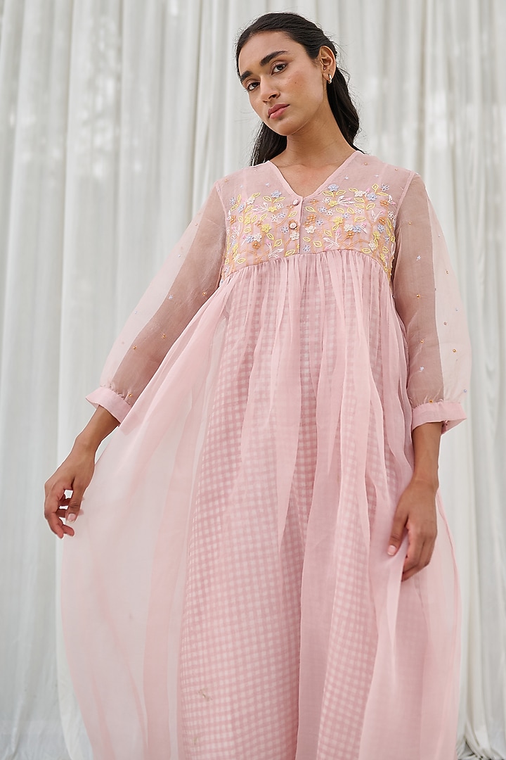 Pink Cotton Hand Block Printed Kurta Set by AYAKA at Pernia's Pop Up Shop