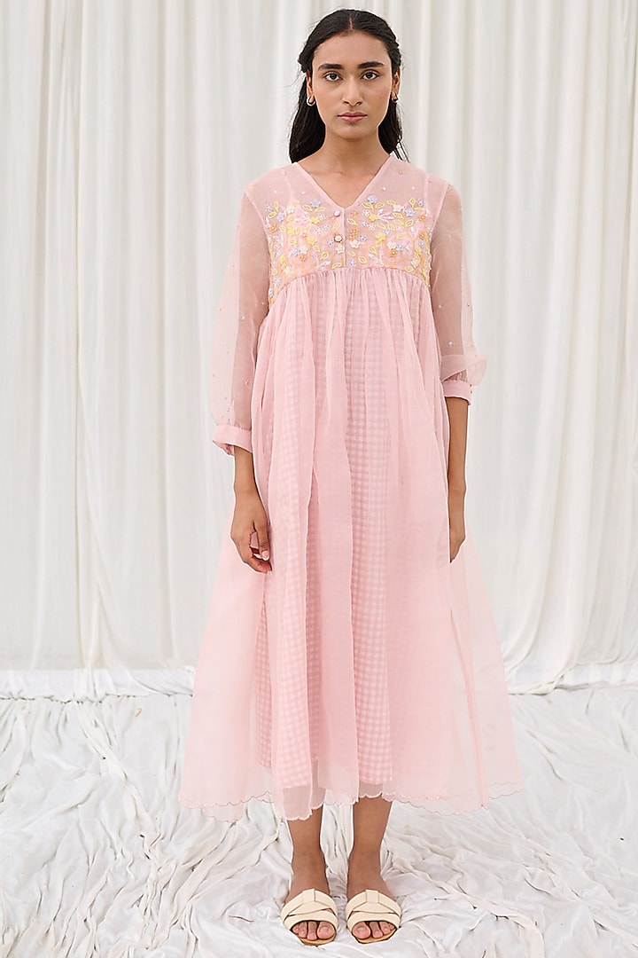 Pink Cotton Hand Block Printed Kurta Set by AYAKA at Pernia's Pop Up Shop