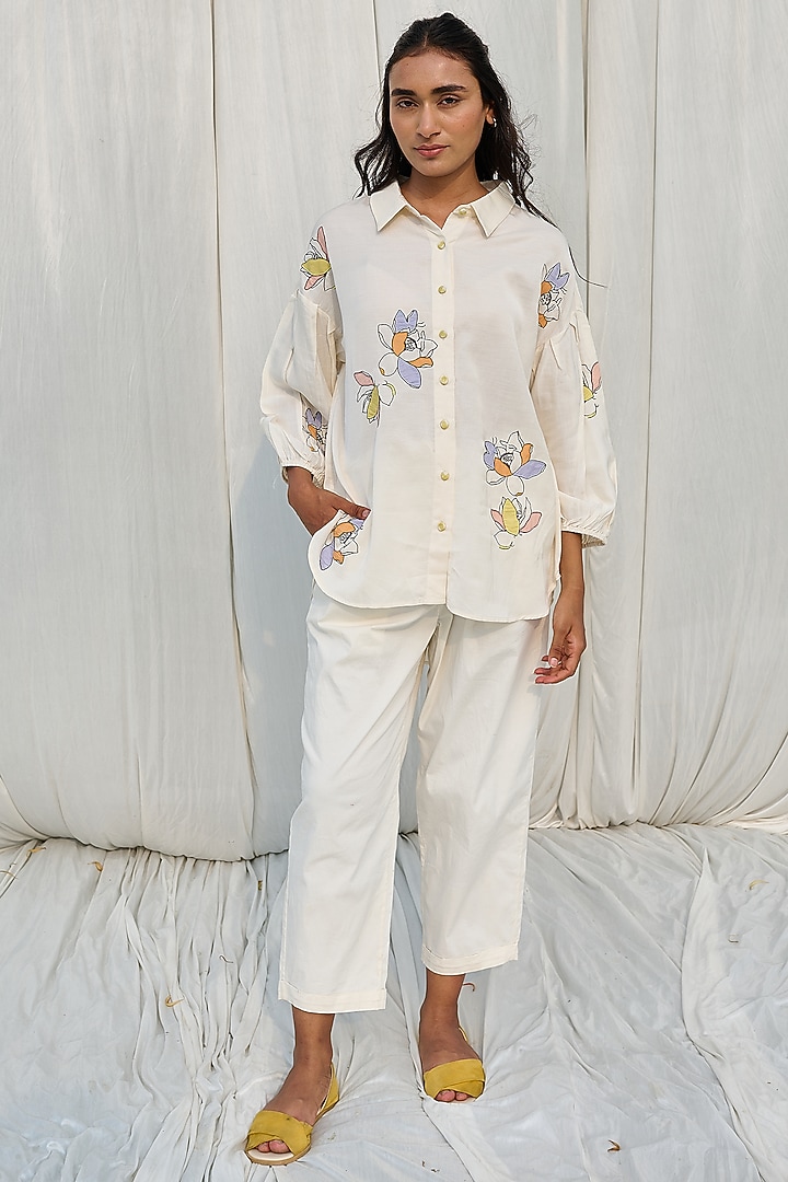 White Organic Cotton Shirt by AYAKA at Pernia's Pop Up Shop