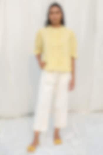 Yellow Organic Cotton Checkered Top by AYAKA at Pernia's Pop Up Shop