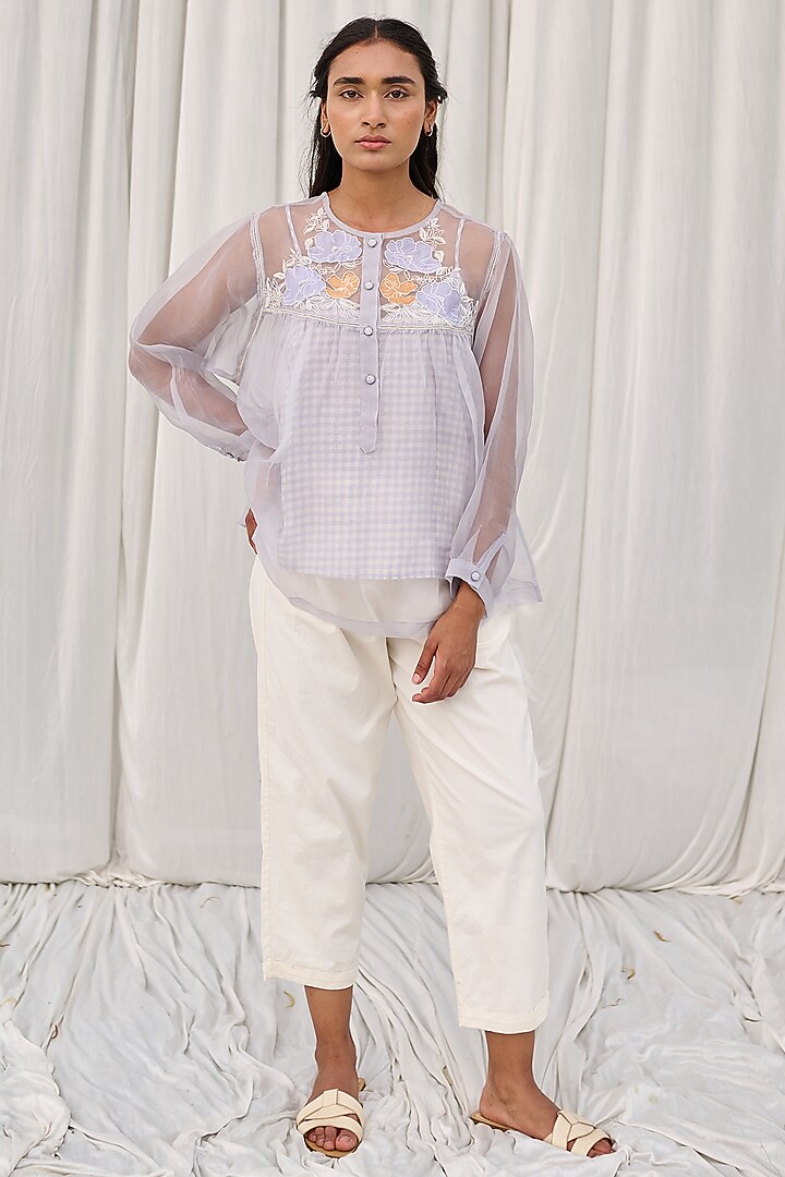 Blue Silk Organza Top by AYAKA at Pernia's Pop Up Shop
