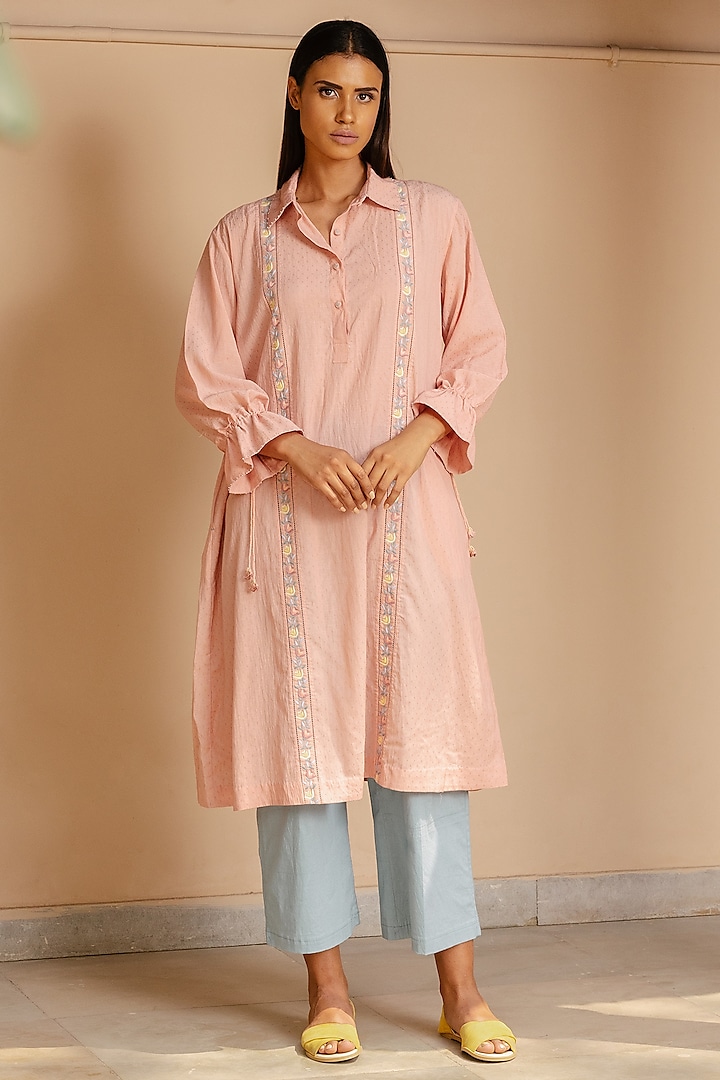 Pink Hand Embroidered Tunic by AYAKA
