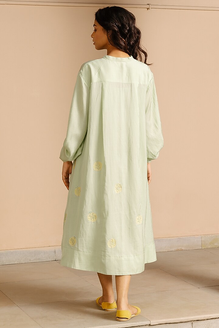 Green Cotton Hand-Embroidered Tunic by AYAKA at Pernia's Pop Up Shop