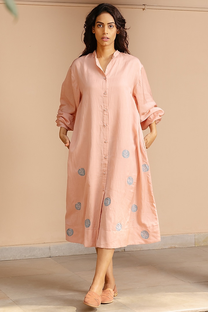 Pink A-line Organic Soyabean Cotton Tunic by AYAKA