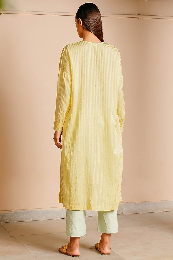 Yellow Cotton Hand-Embroidered Summer Dress by AYAKA at Pernia's Pop Up Shop