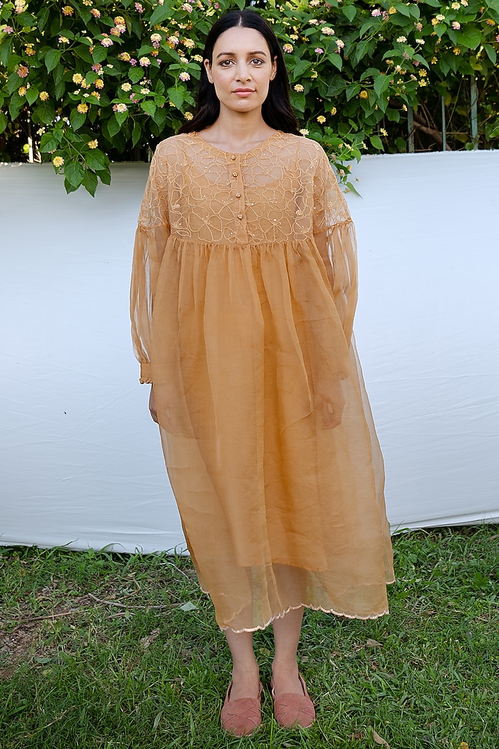 Yellow Embroidered Vacation Dress by AYAKA at Pernia's Pop Up Shop