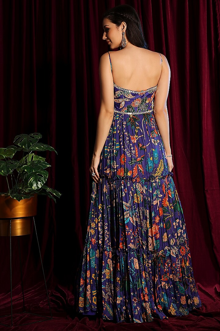 Clear Purple Printed Anarkali Engagement Gown by Aayushi Maniar at Pernia's Pop Up Shop