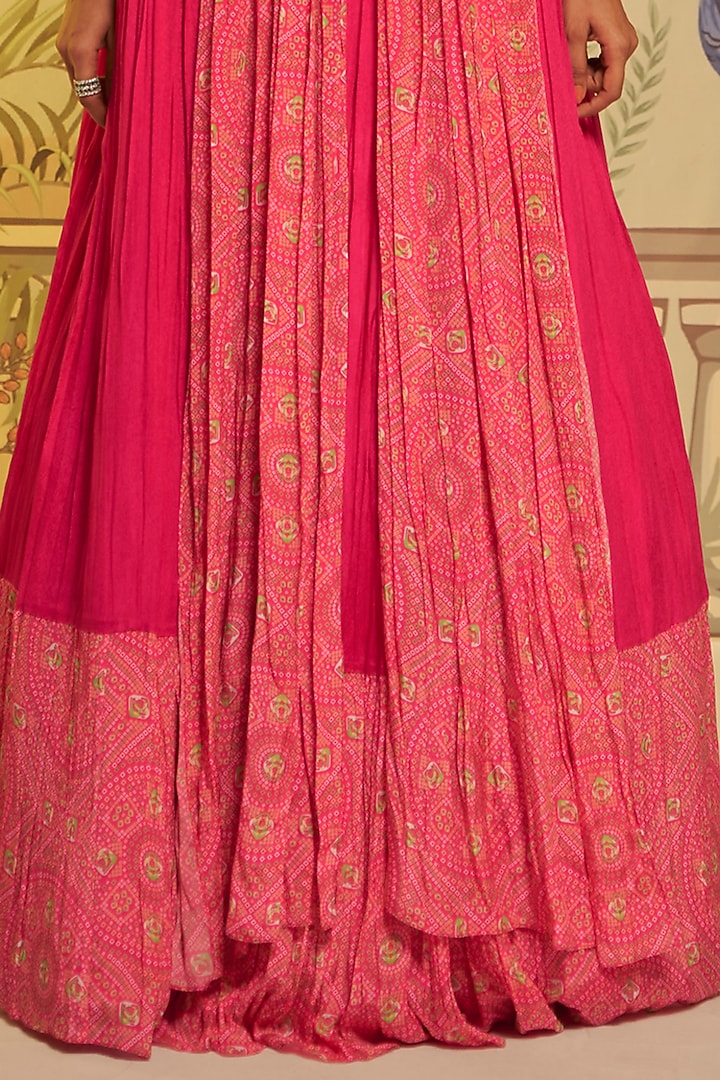 Rani Pink Georgette Crepe Hand Embroidered Wedding Lehenga Set by Aayushi Maniar at Pernia's Pop Up Shop
