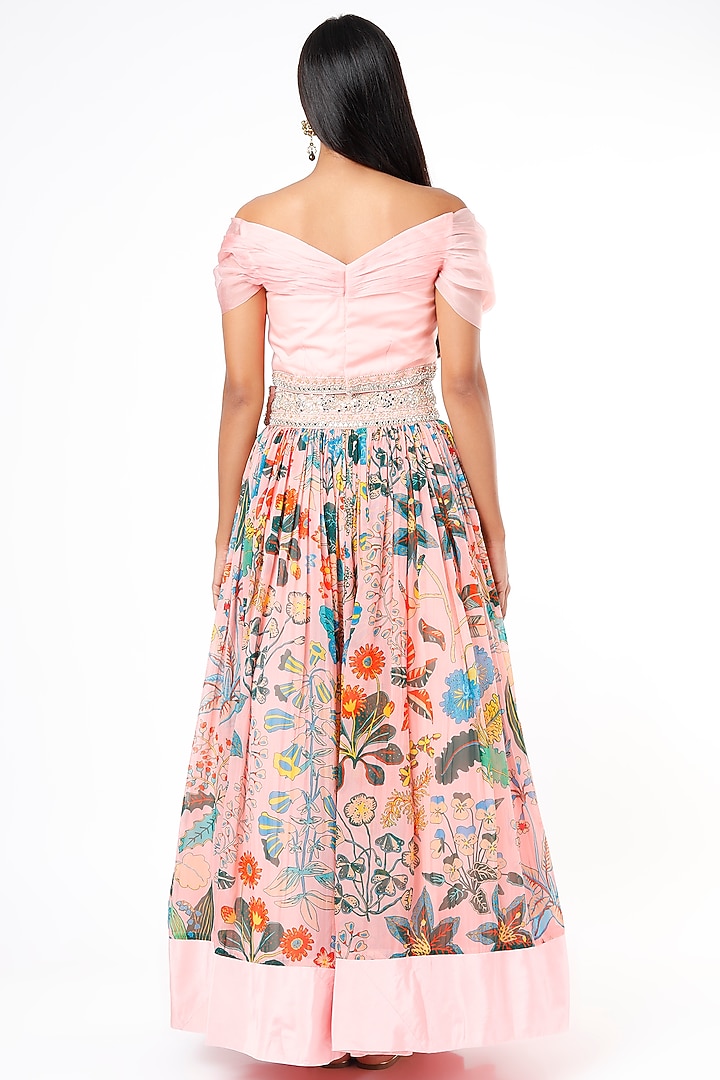 Blush Pink Floral Printed Wedding Lehenga Set by Aayushi Maniar at Pernia's Pop Up Shop
