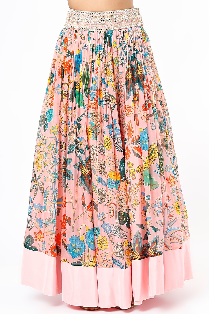 Blush Pink Floral Printed Wedding Lehenga Set by Aayushi Maniar at Pernia's Pop Up Shop