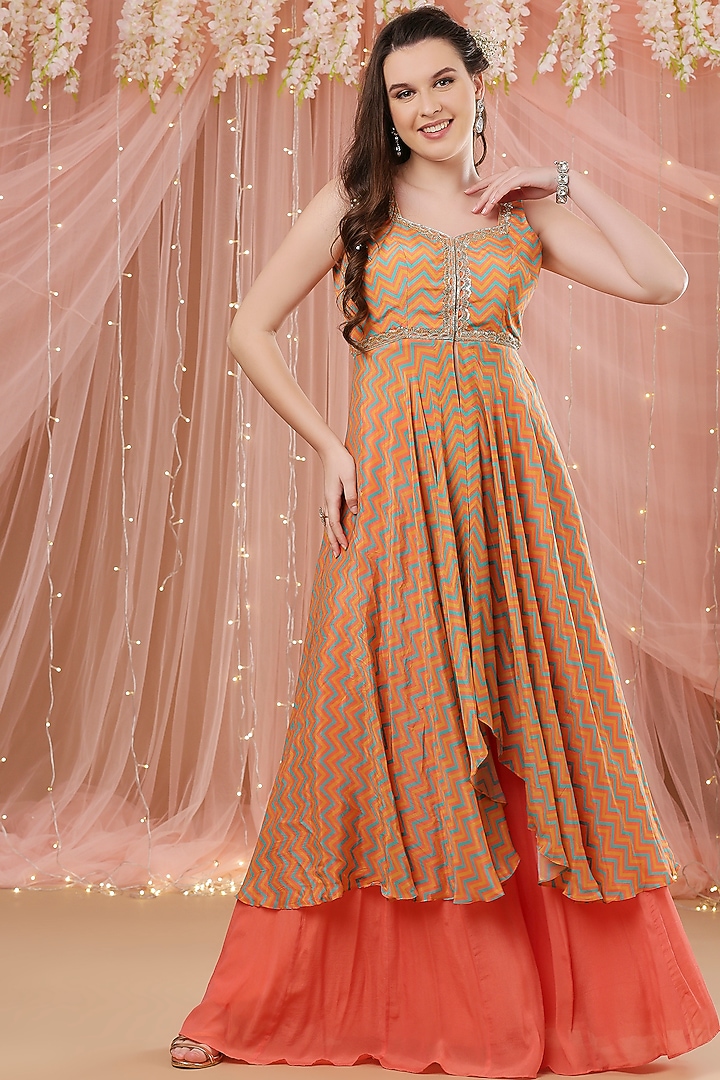 Multi-Colored Crepe Silk Tunic Set by Aayushi Maniar at Pernia's Pop Up Shop