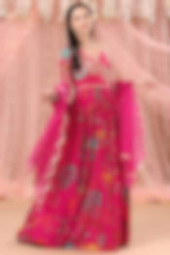 Rani Pink Embroidered Wedding Anarkali Set by Aayushi Maniar at Pernia's Pop Up Shop