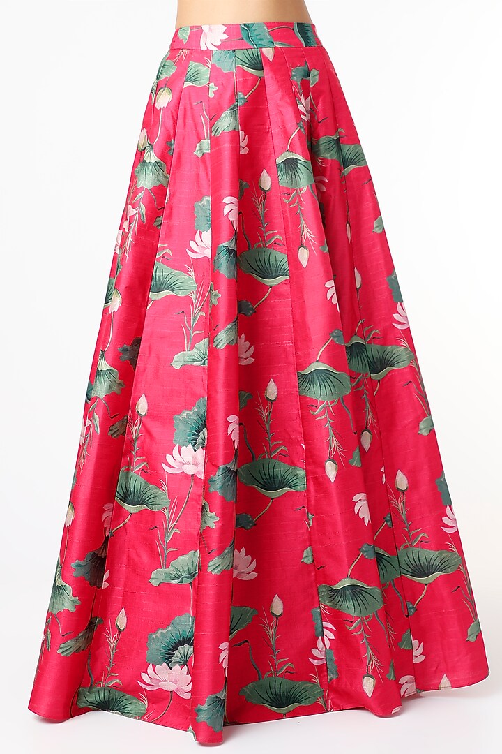 Fuchsia Floral Printed Wedding Lehenga Set by Aayushi Maniar at Pernia's Pop Up Shop