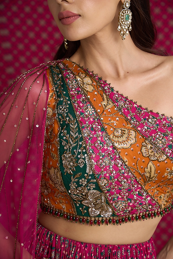 Pink Mul Silk Hand Embroidered Wedding Lehenga Set by Aayushi Maniar at Pernia's Pop Up Shop