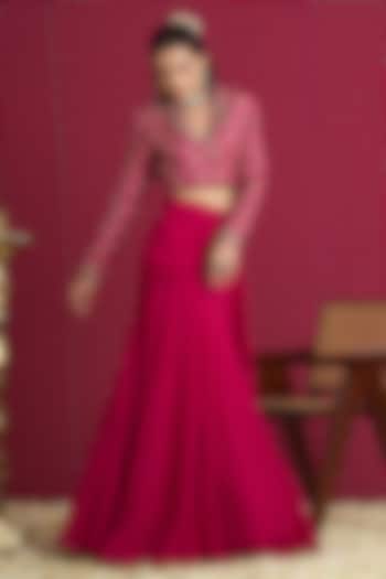 Pink Georgette Skirt Set by Aayushi Maniar at Pernia's Pop Up Shop
