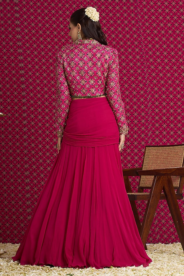 Pink Georgette Skirt Set by Aayushi Maniar at Pernia's Pop Up Shop