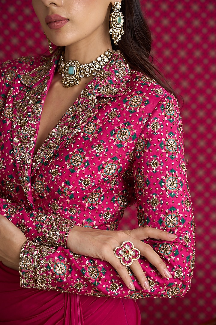 Pink Georgette Skirt Set by Aayushi Maniar at Pernia's Pop Up Shop