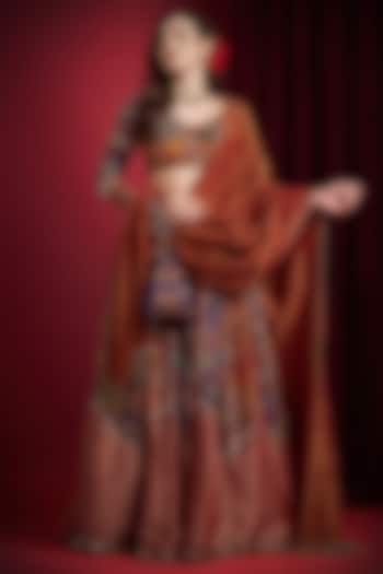 Multi-Colored Organza Tissue Hand Embroidered Bridal Lehenga Set by Aayushi Maniar at Pernia's Pop Up Shop