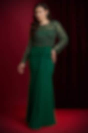 Green Georgette Mermaid Wedding Lehenga Set by Aayushi Maniar at Pernia's Pop Up Shop