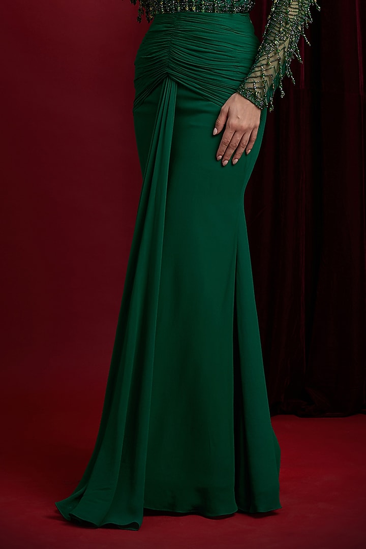 Green Georgette Mermaid Wedding Lehenga Set by Aayushi Maniar at Pernia's Pop Up Shop