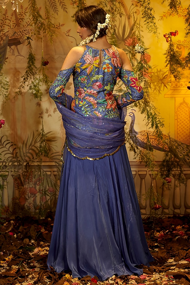 Lilac Crepe Silk Wedding Lehenga Set by Aayushi Maniar at Pernia's Pop Up Shop