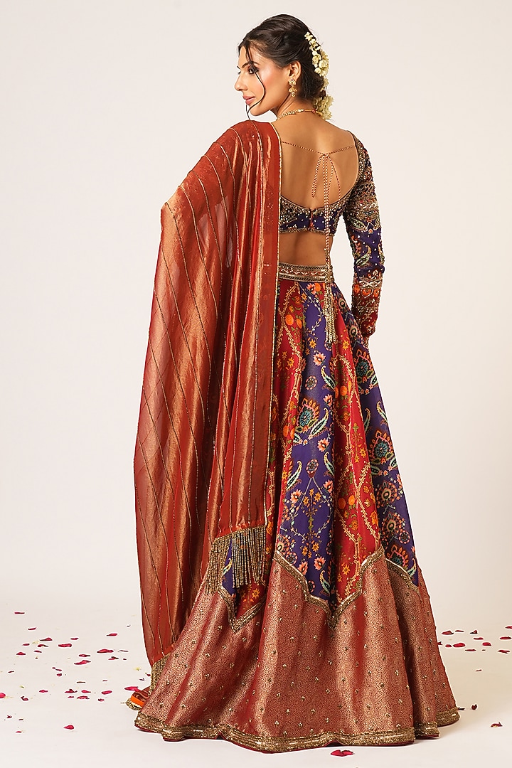 Multi-Colored Organza Tissue Hand Embroidered Wedding Lehenga Set by Aayushi Maniar at Pernia's Pop Up Shop
