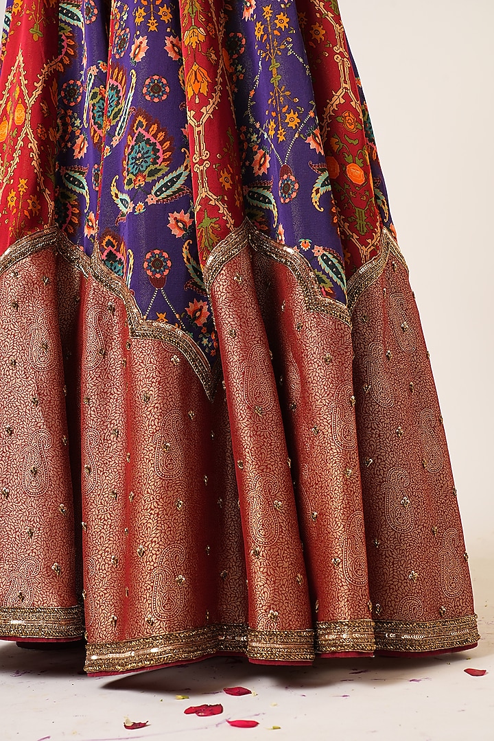 Multi-Colored Organza Tissue Hand Embroidered Wedding Lehenga Set by Aayushi Maniar at Pernia's Pop Up Shop