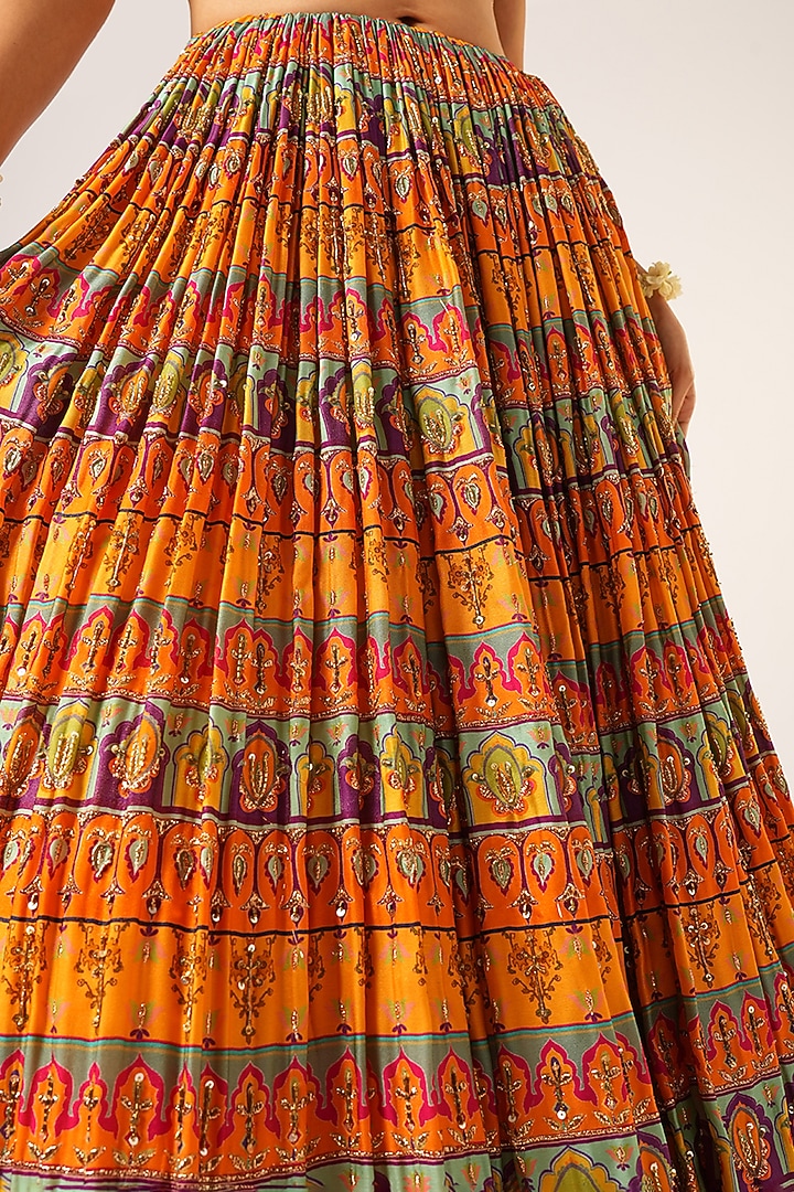Multi-Colored Organza Tissue & Organza Hand Embroidered Bridal Lehenga Set by Aayushi Maniar at Pernia's Pop Up Shop