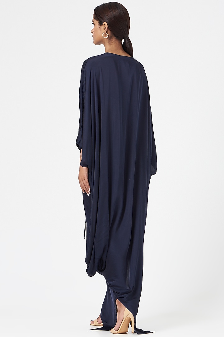 Navy Blue Modal Kaftan by Angry Owl at Pernia's Pop Up Shop