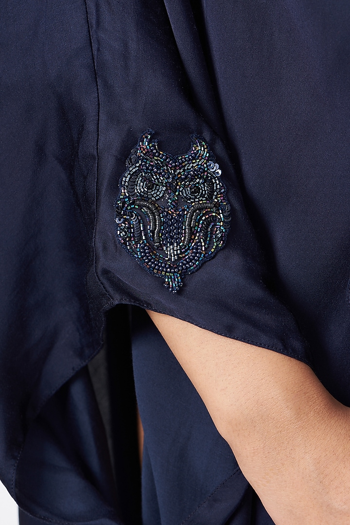 Navy Blue Modal Kaftan by Angry Owl at Pernia's Pop Up Shop