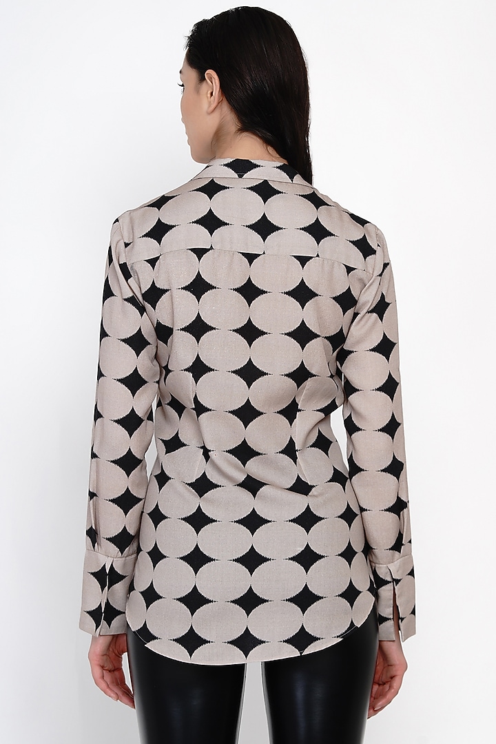 Beige Bamboo Cotton Polka Dot Shirt by Angry Owl at Pernia's Pop Up Shop
