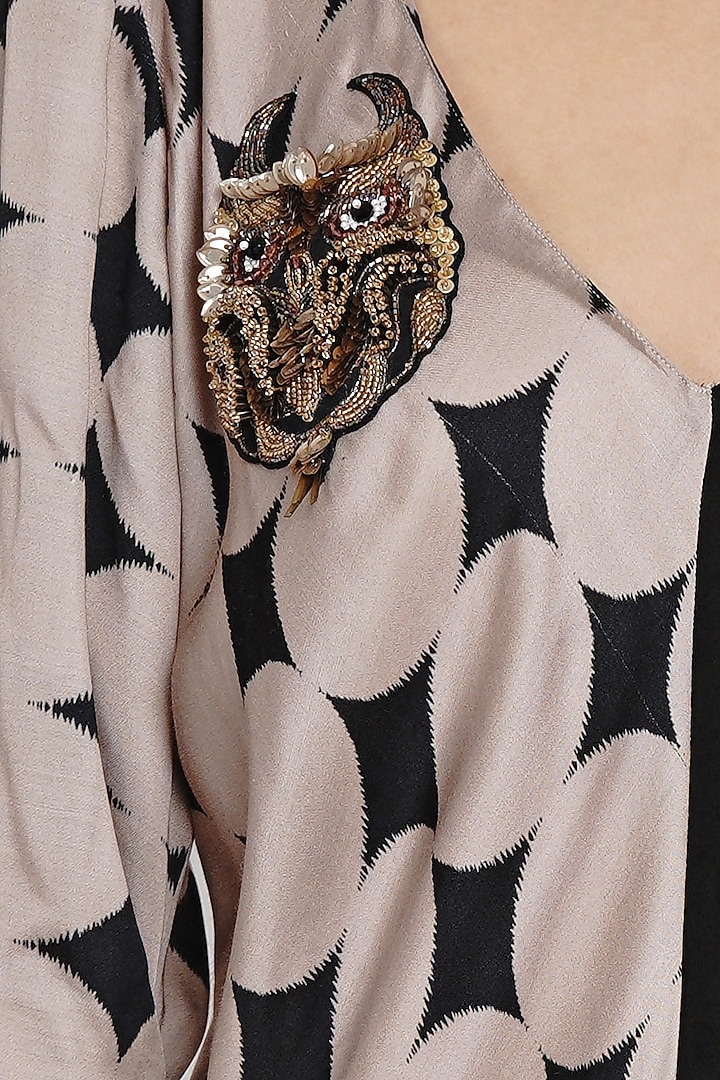 Beige & Black Modal Summer Dress by Angry Owl at Pernia's Pop Up Shop