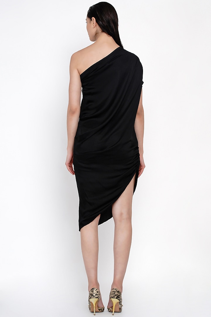 Black Modal One-Shoulder Summer Dress by Angry Owl at Pernia's Pop Up Shop