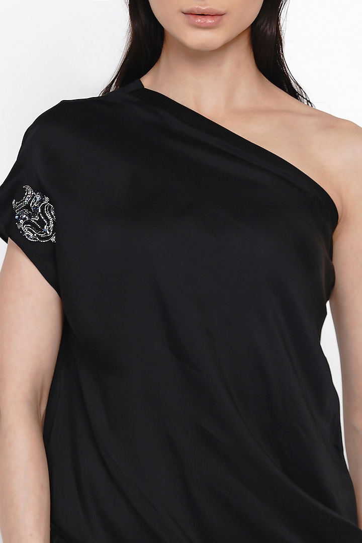 Black Modal One-Shoulder Summer Dress by Angry Owl at Pernia's Pop Up Shop