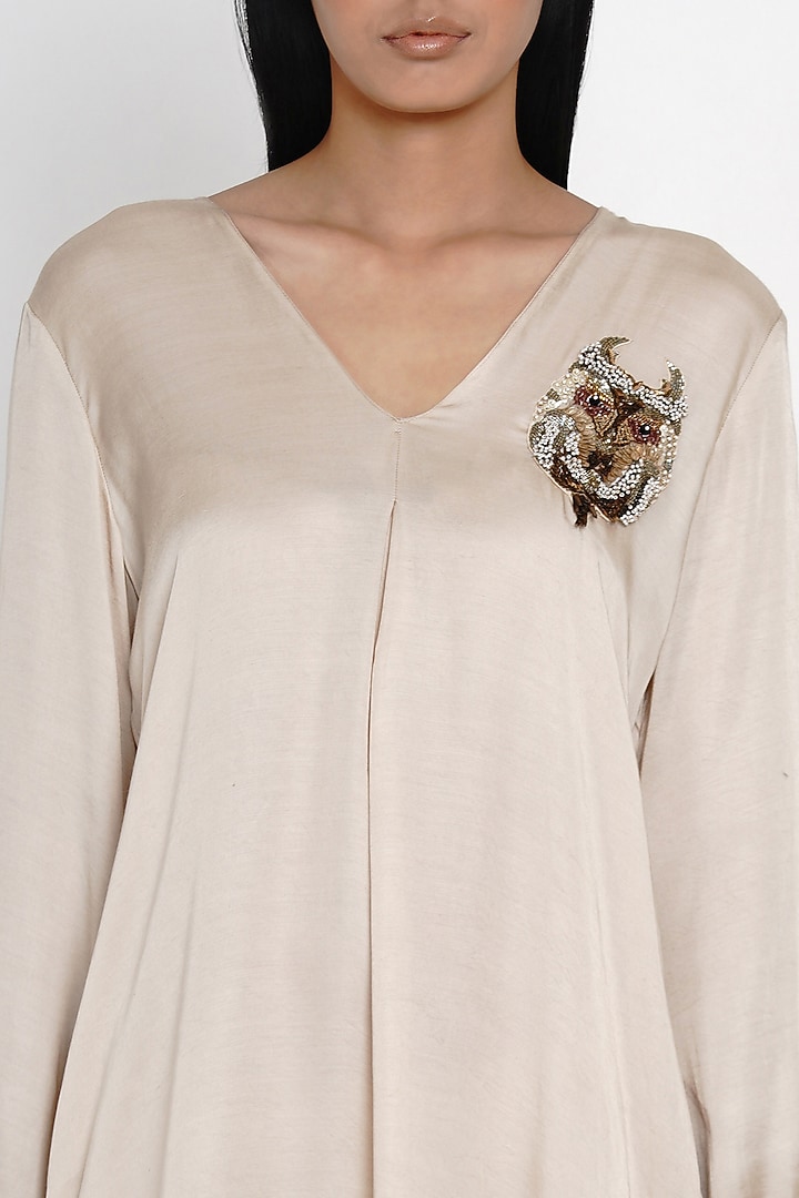 Beige Modal High-Low Summer Dress by Angry Owl at Pernia's Pop Up Shop