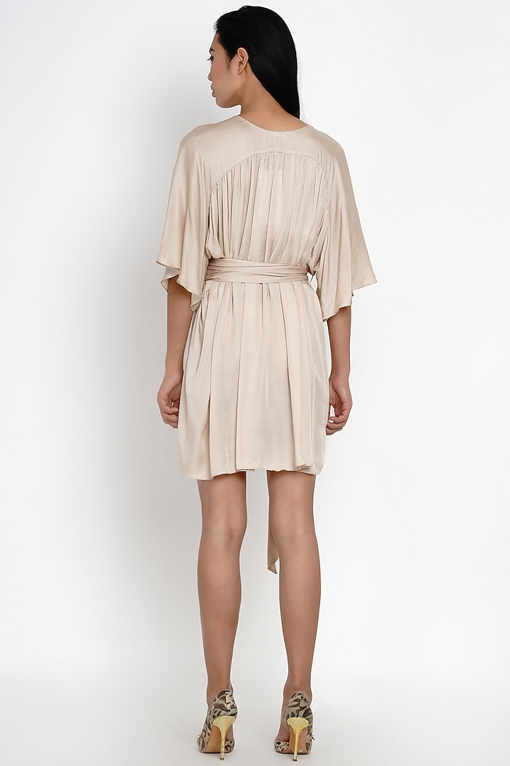 Beige Modal Mini Summer Dress by Angry Owl at Pernia's Pop Up Shop