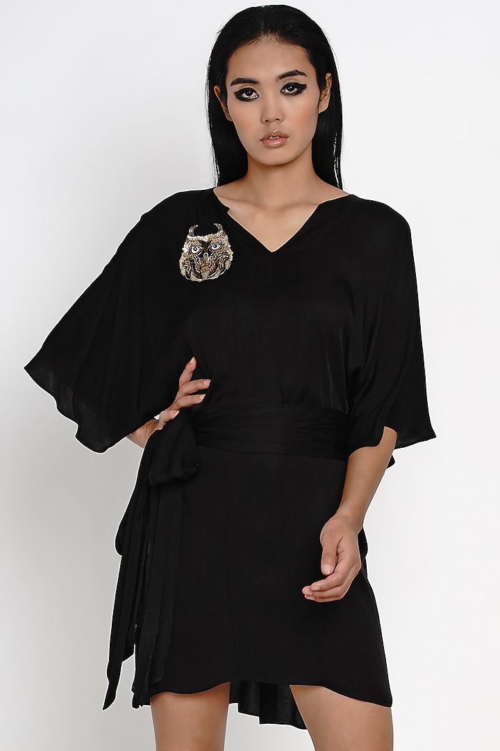 Black Modal Mini Summer Dress by Angry Owl at Pernia's Pop Up Shop