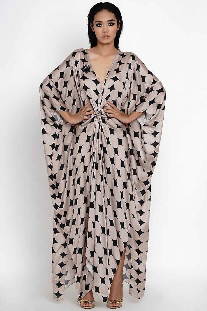 Beige Modal Printed Kaftan by Angry Owl