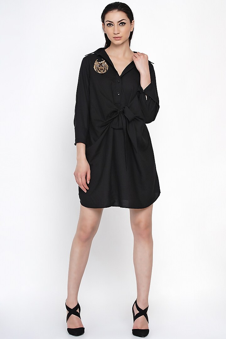 Black Bamboo Cotton Dress by Angry Owl