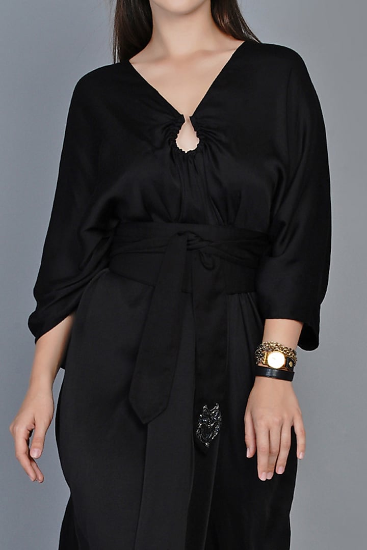 Black Modal Kaftan by Angry Owl at Pernia's Pop Up Shop