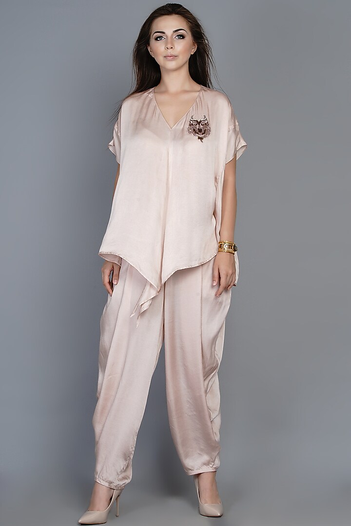 Pink Embroidered Pant Set by Angry Owl at Pernia's Pop Up Shop
