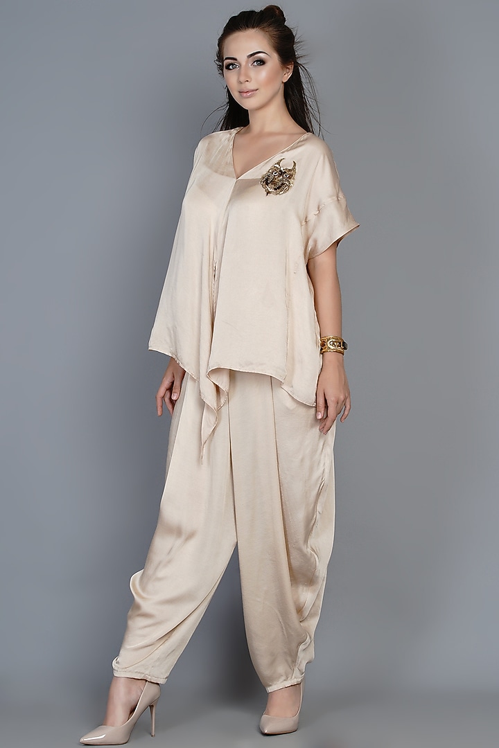 Pink Modal Embroidered Pant Set by Angry Owl at Pernia's Pop Up Shop