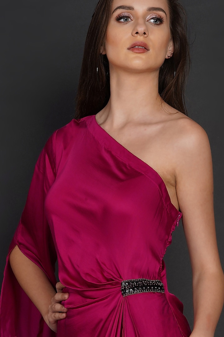 Hot Pink Modal Embellished Vacation Dress by Angry Owl at Pernia's Pop Up Shop