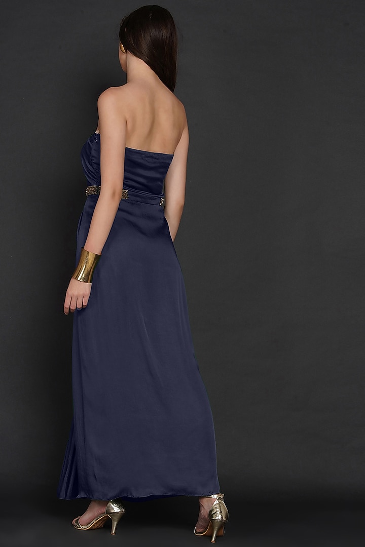 Navy Blue Modal Embellished Vacation Dress by Angry Owl at Pernia's Pop Up Shop