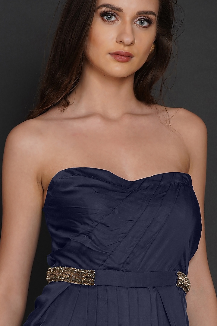 Navy Blue Modal Embellished Vacation Dress by Angry Owl at Pernia's Pop Up Shop