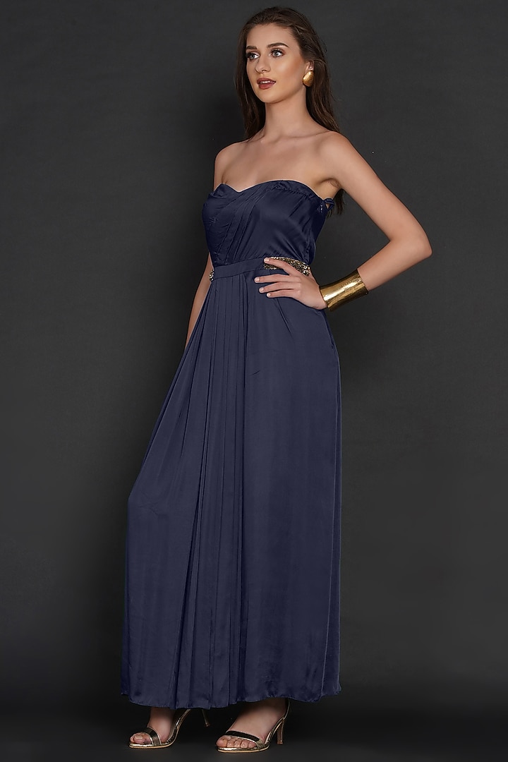 Navy Blue Modal Embellished Vacation Dress by Angry Owl at Pernia's Pop Up Shop