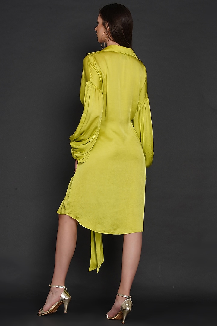 Lime Green Modal Pleated Summer Dress by Angry Owl at Pernia's Pop Up Shop
