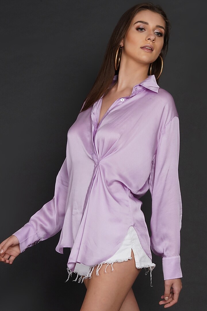 Lilac Modal Asymmetrical Shirt by Angry Owl at Pernia's Pop Up Shop
