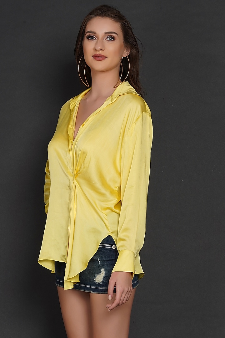 Yellow Modal Asymmetrical Shirt by Angry Owl